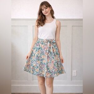 Vintage handmade floral circle skirt with tie